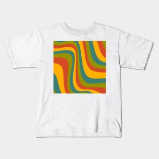 70's groovy wavy pattern Kids T-Shirt